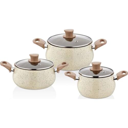 EWs Cream Color Salmon 3'LÜ Casserole Set
