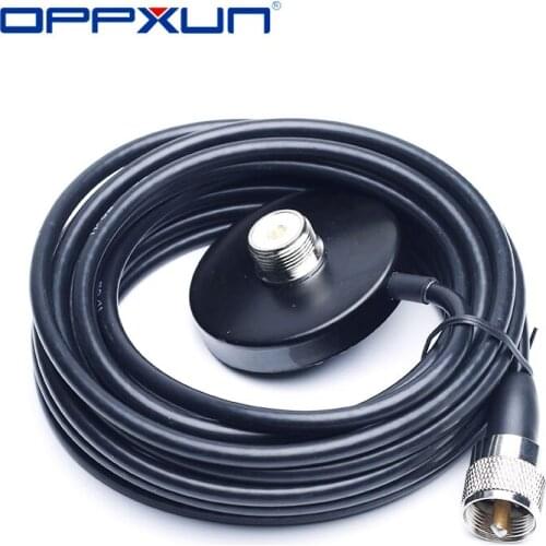 OPPXUN Walkie Talkie Car Radio Dual Band VHF UHF Antenna PL259 5M Coaxial Cable Magnetic Mount Base and SMA-F/M BNC Connector