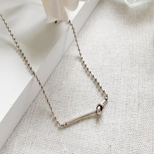 925 Sterling Silver Necklace Retro Round Bead Rope Knotted Shape Pendant Fashion Simple Womens Jewelry Couple Pendant