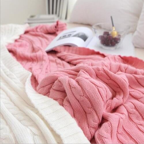 Full Cotton Knitted Blanket Linen Flower Color Air Conditioning Blanket Photographic Prop Wool 100% Cotton Adults Summer Solid