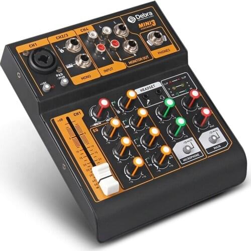 Debra Audio Protable mini Audio mixer dj console sound card Music Instrument Mixing Controller