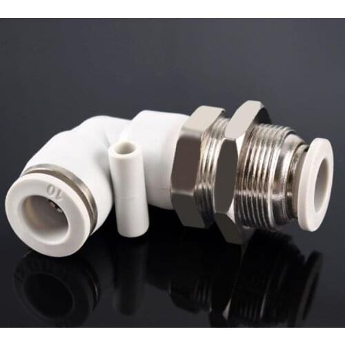 White PLM-4 6 8 10 12mm Right Angle L-type Bulkhead Connector Partition Elbow Tracheal Quick Plug Fittings