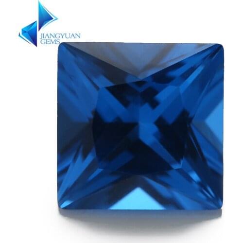 Size 3x3m~10x10mm 109# Blue Square Shape Princess Cut Synthetic Spinel Stone