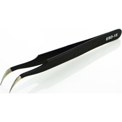 2PCS ESD-14 ESD-15 Anti-static Curved Straight Tip Forceps Precision Soldering Tweezers Set Electronic ESD Tweezers Tool