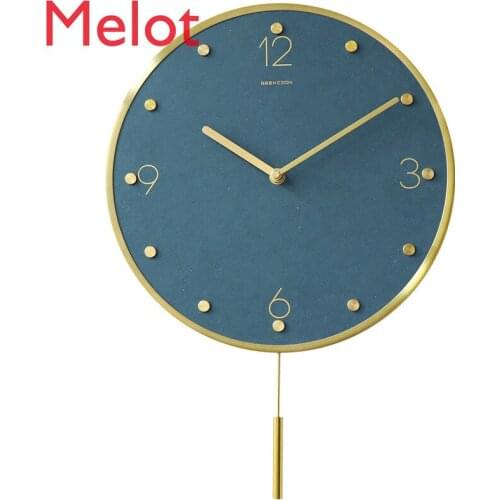 Light Luxury Punch-Free Clock Wall Clock Living Room Simple Household Atmosphere Creative Wall Hanging Ultra-Quiet Clock