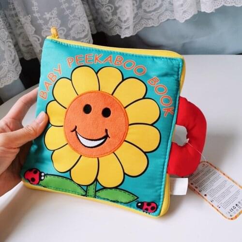 BABY PEEKABOO CLOTH BOOK 3D English Picture Soft Washable Little Kids Practice Hand Early Learning Educational Quite Toy