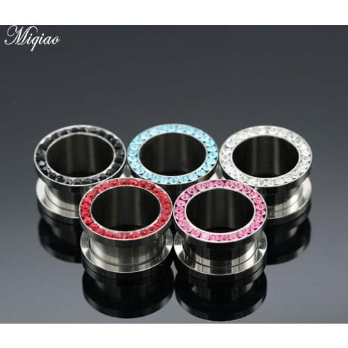 Miqiao 2pcs 316L Stainless Steel Ear Gauges Body Jewelry Piercings Ear Plugs and Tunnels Earlets Screwed Expander 3-14mm