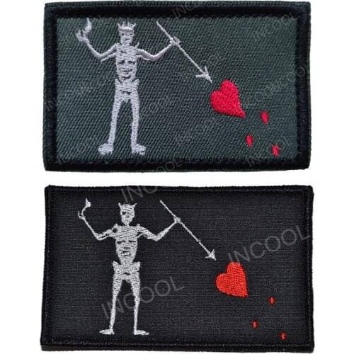 Embroidery Patch Pirate Skull Army IR Reflective Patches Military Hook & Loop Patch Tactical Emblem Appliqued Embroidered Badges