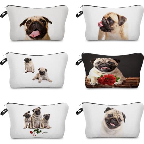 Pug Printed Womens Cosmetics Organizer Bag Portable Fashion Womens Makeup Bag Lovely Storage Bags for Women Custom Pattern