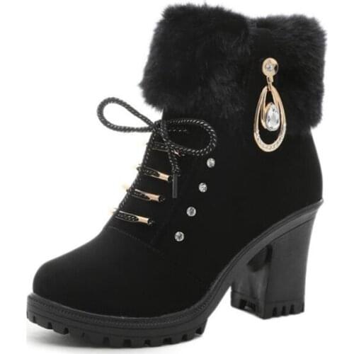 Female Boots Women Shoes Woman Boots Snow Ankle Boots Fashion Comfortable Warm High Heel 2019 Winter New Thick Warm