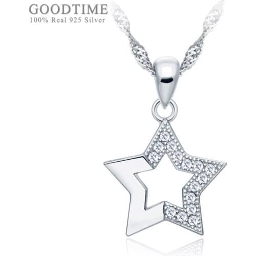 Fashion Women Pure 925 Sterling Silver Necklace Star Zircon Pendant Clavicle Chain Fashion Jewelry Accessory Gift For Girl
