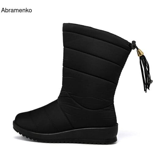 Winter Boots 2020 Women Winter Shoes Mid-Calf Snow Boots Wedges Warm Fur Female Boots Shoes Woman Footwear Chaussures
