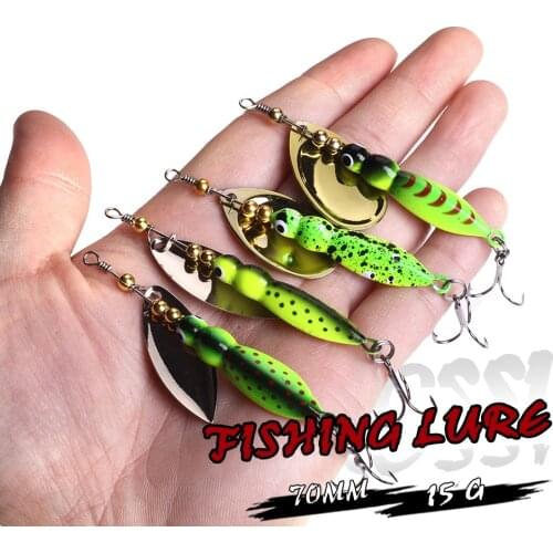 1PCS 15g 7cm Insects Fishing lure Spoon Bass Artificial Spinner BaitMetal Pike Fishing Hooks Sinking lures