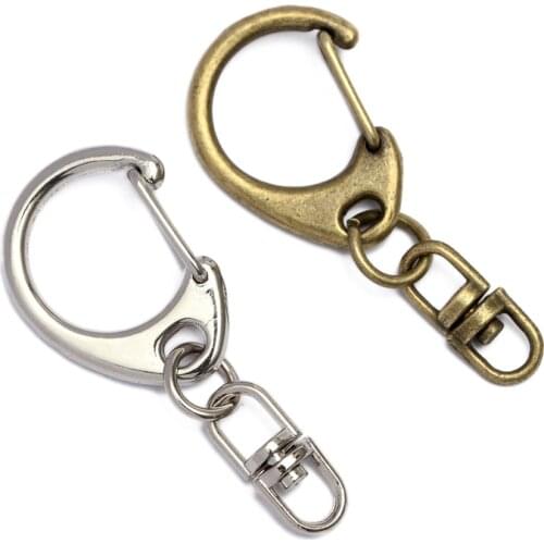 20pcs/lot Antique Bronze Key Clasps Keychain Split Ring Key Chains Keyrings DIY Retro Fashion Keychains Accessories