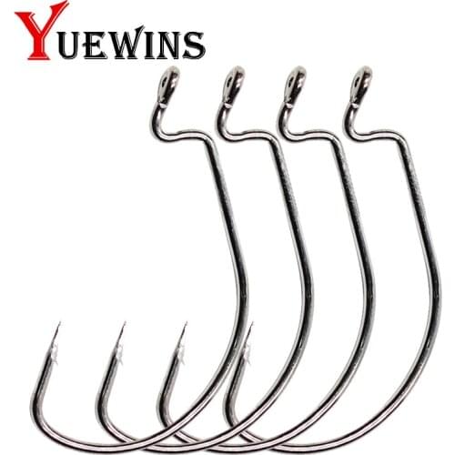 Yuewins 20pcs Fishing Soft Worm Hooks High Carbon Steel Fishing Hooks Lead Jig Head Crank Hook Pesca for Soft Bait Tackle QA1066