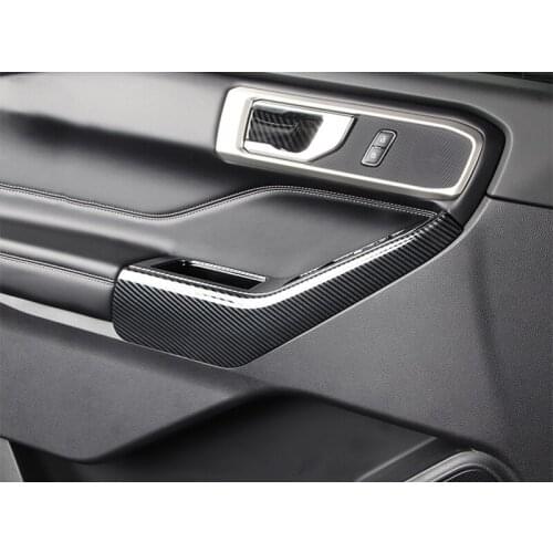 2020 2021 For Ford Explorer Trim Accessories ABS Carbon fiber Window Glass Lift Armrest Handle Cover Car Styling sticker 4pcs