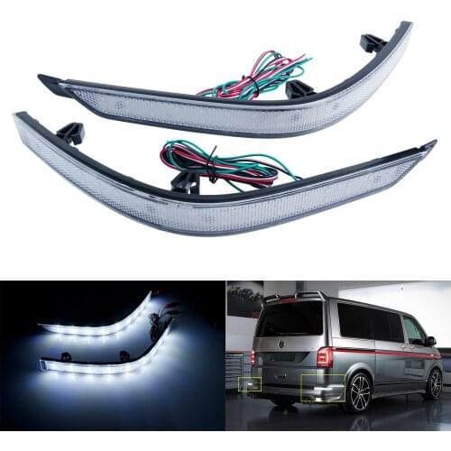 ANGRONG 2x Clear Lens Red LED Rear Bumper Reflector Light For VW T6 Transporter 2015-up