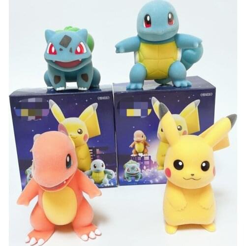 9-12CM 4PC/Set PVC Figures Dolls Cartoon Pikachu Squirtle Charmander Squirtle Anime Model Toy Kids Birthday Gift Toy