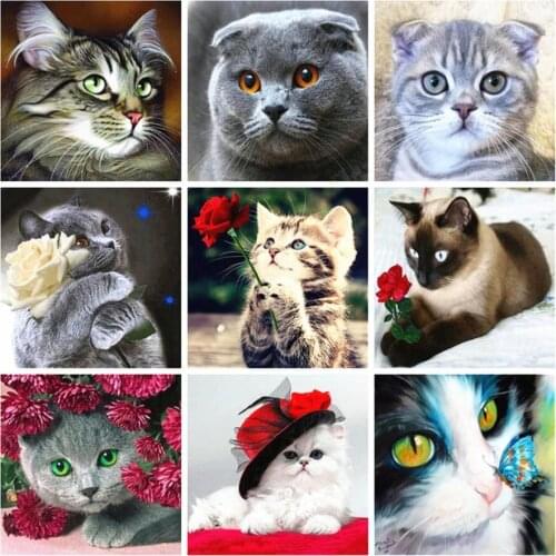 Animals Diamond Painting Cat Full Mosaic Art Embroidery Rhinetones Drawing Picture Puzzle Toys Kid Gifts Wall Decor Small Size
