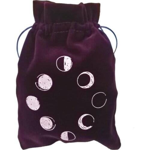 1Pcs Velvet Tarot Storage Bag Moon Phase Tarot Card Divination Bag Board Game Drawstring Package Witch Supplies Altar Tarot Box