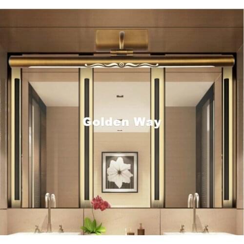 Free Shipping Brass LED Wall Lamps in Bathroom with Swing Arm 45CM 57CM 75CM Long over Mirrors Sconces Lights 110V / 220V AC