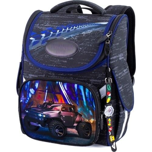 Brand Childrens Cartoon 3D School Bag Primary Grade 1-4 School Children Orthopedic Backpack Cartoon Car Pattern School Bag 2021