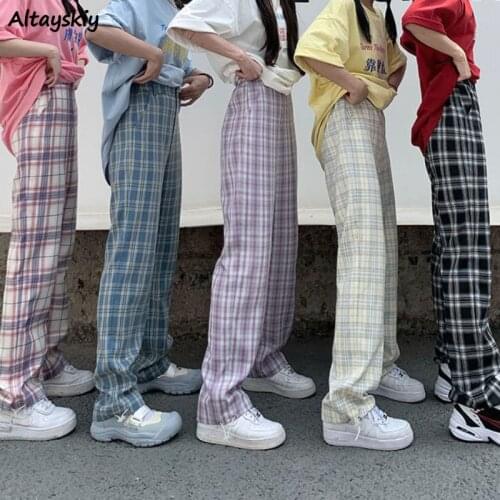 Pants Women Summer Korean Style High Waisted Straight Comfort Teens All-match Streetwear Harajuku Breathable Ladies Trousers