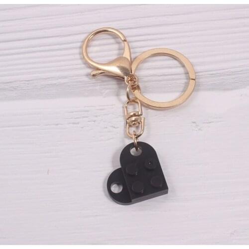 Heart Shaped Keychain Building Blocks Small Parts Bricks Block Accessories Ornament Model Kits Key Chain DIY Toys