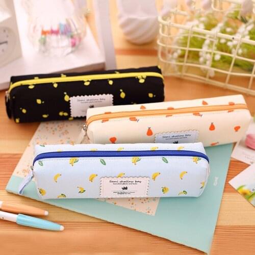 Cartoon Fruit Pencil Case Canvas Student Stationery Simplicity School Supplies Back To School Cute Bag Japanese Stationery