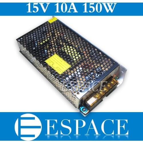 Best quality 15V 10A 150W Switching Power Supply Driver for CCTV camera LED Strip AC 100-240V Input to DC 15V free shipping
