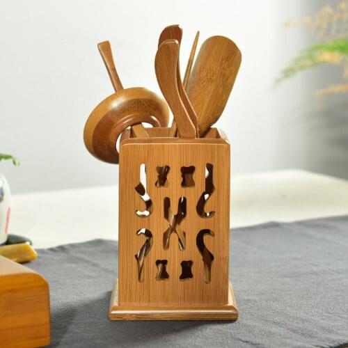 [GRANDNESS] Chinese Cha Dao Set 6 Pieces Bamboo Tea Utensils Kongfu Tea Set Accessories Chadao Six Gentleman Tea Ceremony