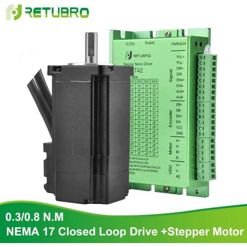 CNC Kit Stepper Motor and Driver Nema 17 Stepper Motor 0.3/0.8NM DC Power Supply 24-50V Stepper Driver Closed Loop at low price