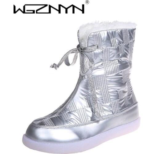 WGZNYN 2020 Fashion Classic Women Winter Boots Mid-Calf Snow Boots Female Warm Fur Plush High Quality Botas Mujer Platform Boots