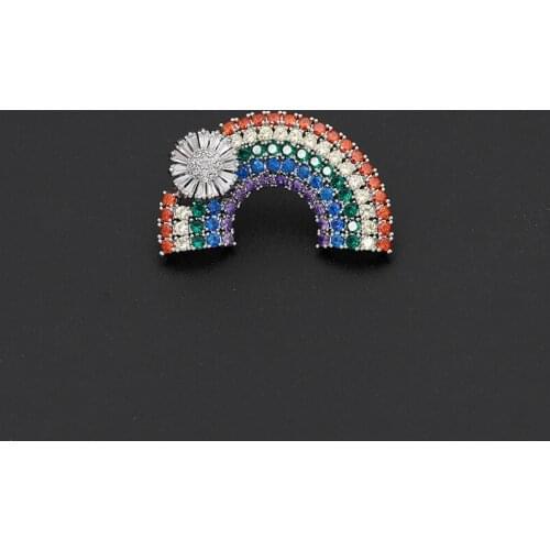 Fashion Colorful Brooches For Women Cartoon Creative Rainbow Luxury Zircon Crystal Brooch Pins Denim Hat Badge Collar Jewelry