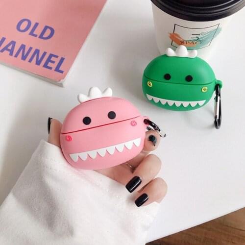 Fashion Cartoon Cute Dinosaur For Apple Airpods3 Protective Cute Stereo Silicone Soft Headset Cover Keychain For Women