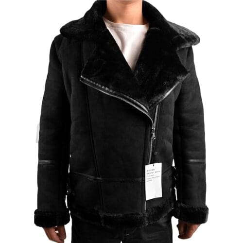 Automotive Designer Winter Mens Shearling Fur Jacket Velvet Warm Imported Leather Overcoats For Man Clothing Plus Size 3XL A316
