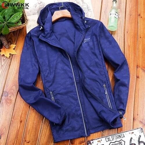 WWKK 2021 Men Hiking Hooded Jacket Waterproof Quick Dry Camping Hunting Clothes Sun-Protective Outdoor Coats Anti UV Windbreaker