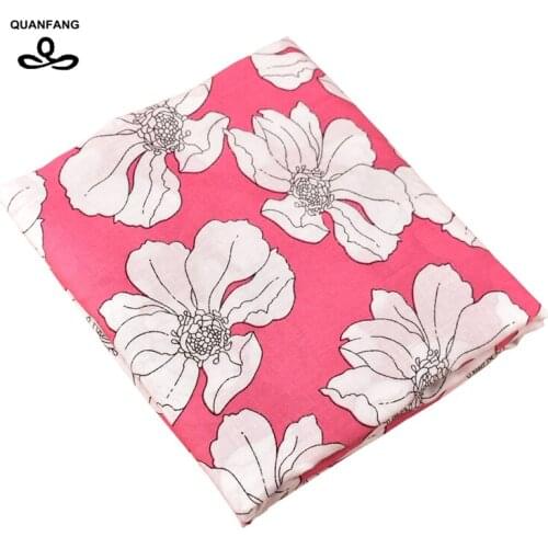 QUANFANG New flowers Series,Printed Pattern Cotton Summer Apparel Fabric Imitation Silk Skirt Dress Shirt Material Half meter