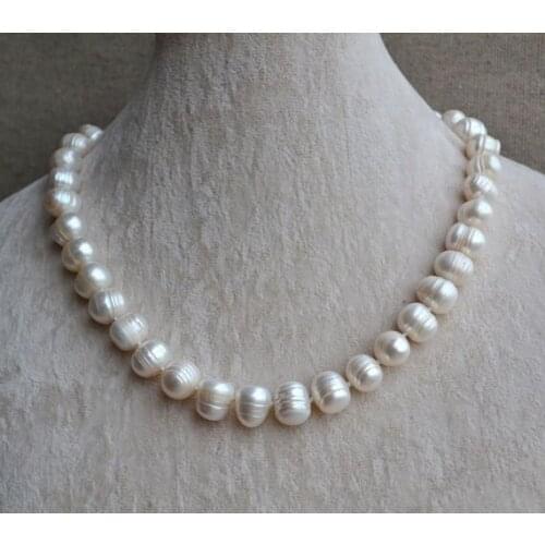 New Favorite Pearl Choker Necklace White Huge 12mm Genuine Freshwater Pearl Handmade Jewelry Birthday Party Nice Lady Gift