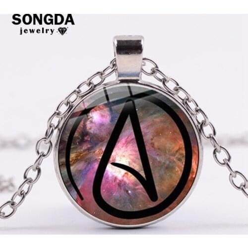 SONGDA Atheist Atheism Symbol Pendant Necklace High Quality Alloy Antitheist Statement Necklace Women Men Handmade Jewelry Gifts