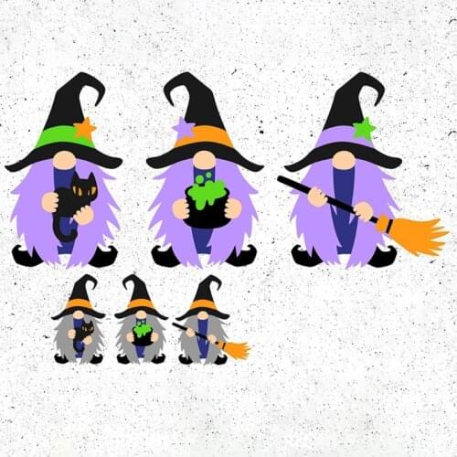P15D Halloween Gnome Witch Metal Cutting Dies Stencil DIY Scrapbooking Album Paper Card Template Mold Embossing Craft Decoration