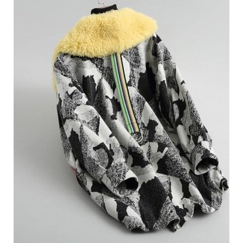 Luxury Women Wool and Cotton Coats Warm Winter Coat Women Real Lamb Fur Collar Female Jacket abrigo mujer 18030 WYQ1793