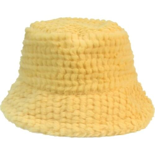 Bucket hat winter solid white black fur plush soft warm women hats outdoor wide brim fishing winter bucket hats gorro pescador