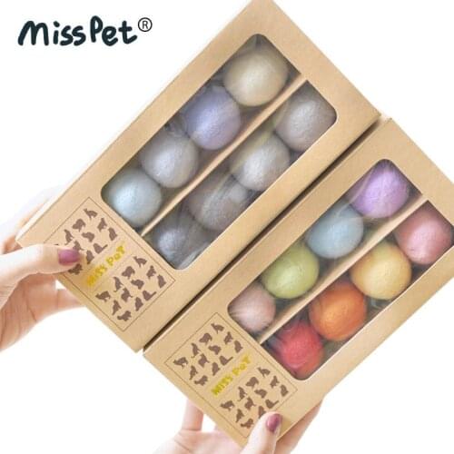 Misspet straight cat wool felt tease cat ball molars claw wool ball toy ball box of 8