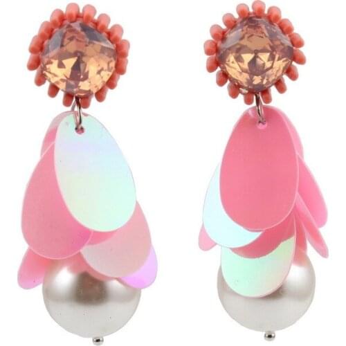 Bead Ball Simulated Pearl Pendant Drop Dangle Earrings for Women Florate Brand Fashion New 2021 Statement Resin Crystal Earrings