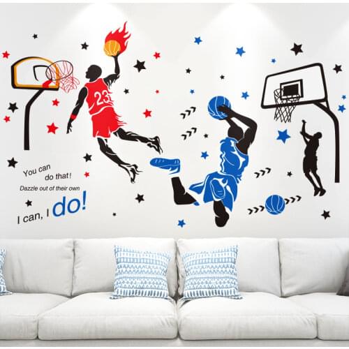 [shijuekongjian] Basketball Player Wall Stickers DIY Kids Rooms Wall Decor Decals for Teen Bedroom Nursery House Decoration