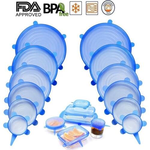 Silicone Stretch Lids Reusable Seal Lids Food food wrapper lids keep bowls sealed fresh and flexible packaging kitchen utensils