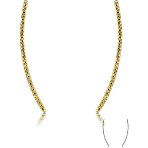 SILVERHOO Genuine Sterling Silver 925 Jewelry Clip Earrings For Women Geometry Wave Ear Cuff Anti Allergy Gold Color Earring