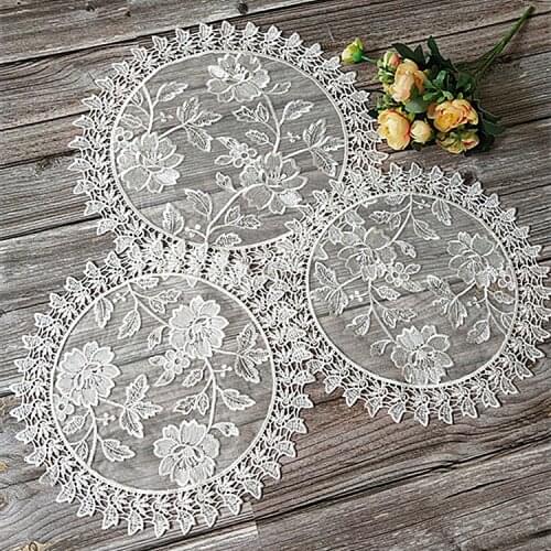 Modern hot lace circular embroidery dining table placemat wedding placemat christmas table mat coaster tea coaster kitchen