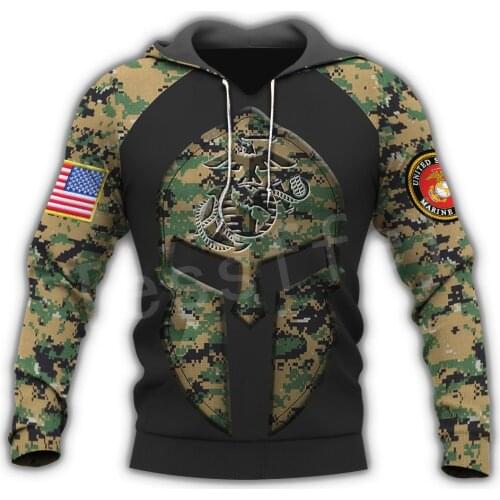 Tessffel America Marine Camo Skull Pullover Soldier Army NewFashion Harajuku 3DPrint Zip/Hoodie/Sweatshirt/Jacket/Men/Women B-13